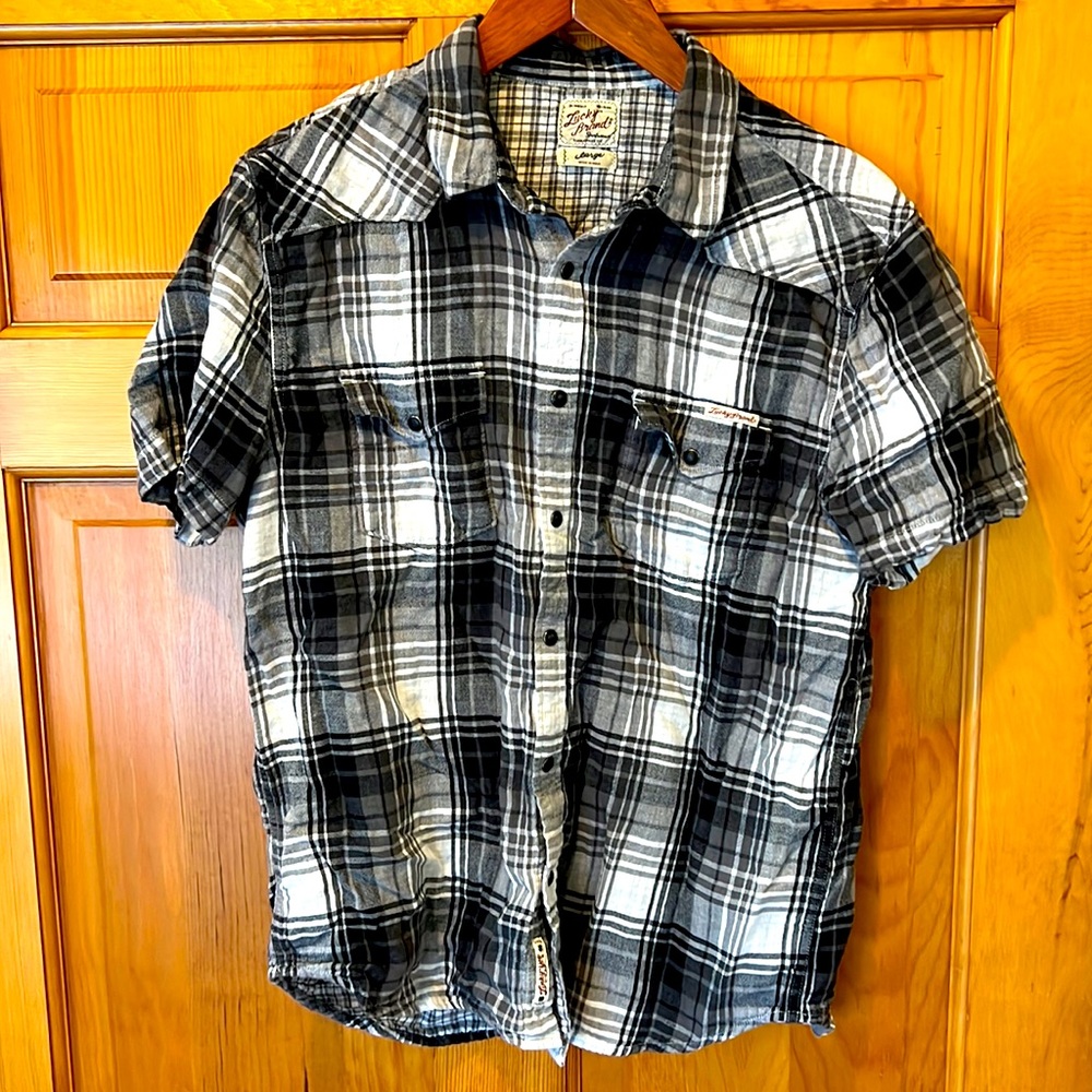Lucky Brand size large western style snap button short sleeve shirt